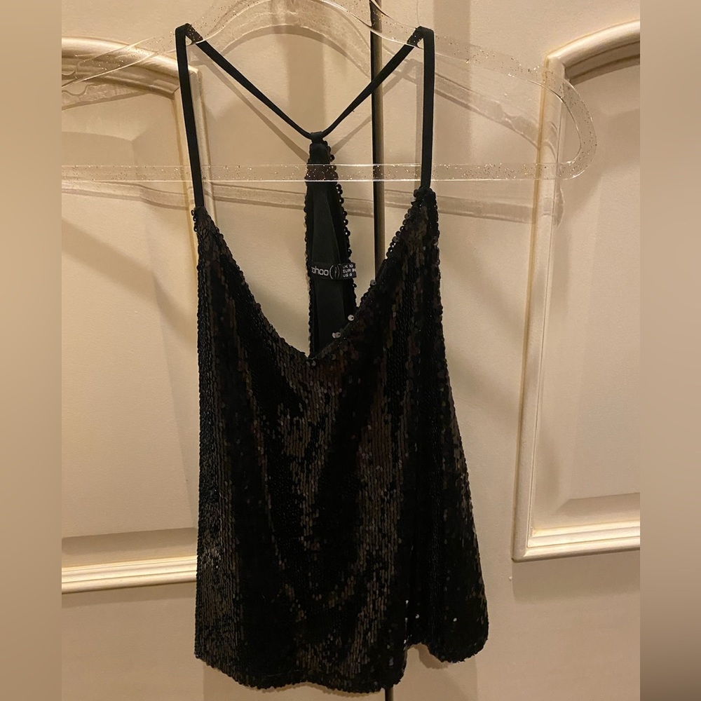 Boohoo - Size M - Sequin Sparkly Black Top - image 4
